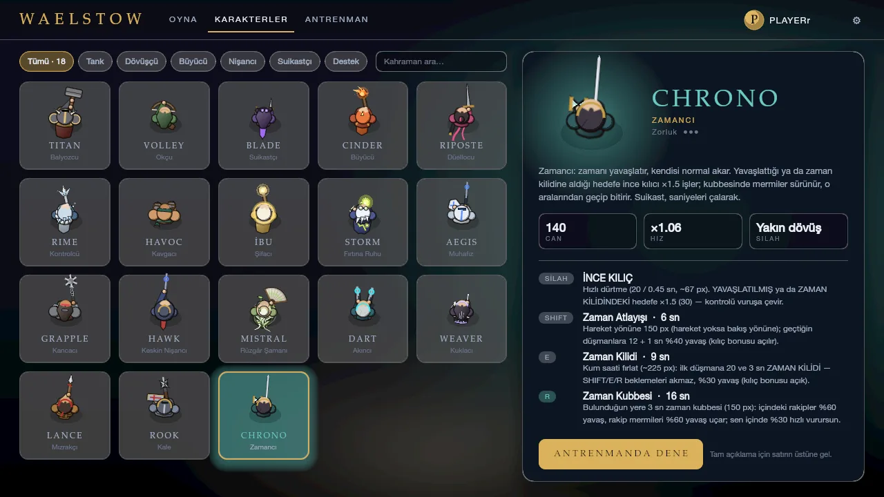 Hero selection screen